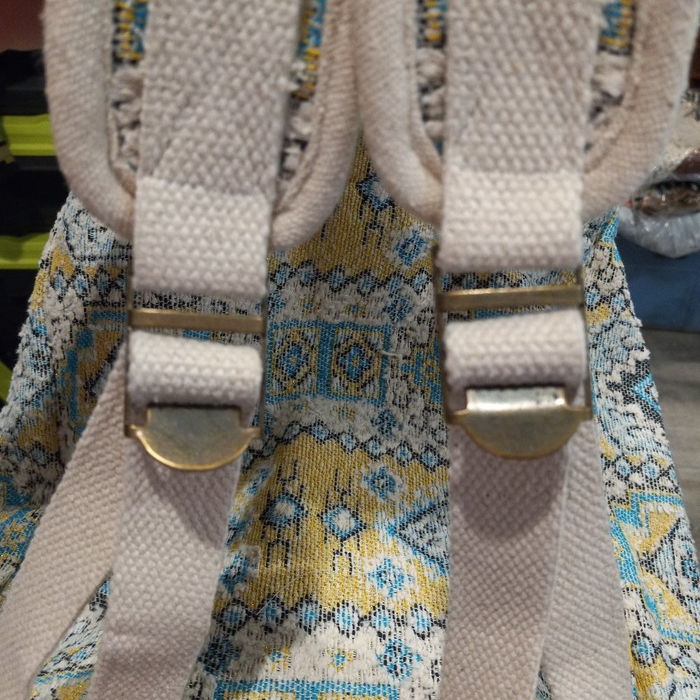 Boho Chic Backpack - Ethnic Inspired Pattern - Hand Beaded Accents - Fine Cotton - Picture 16 of 16